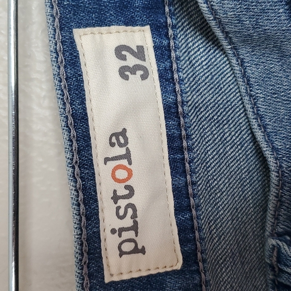Pistola High Rise Medium Wash Distressed Cropped Straight Leg Jeans Size 32 - Picture 7 of 9